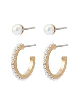 Next AllSaints Gold Tone Hazel Pearl Stud & Huggie Duo Earrings Set- Buy online at McGrocer