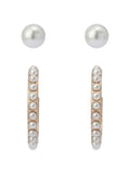 AllSaints gold tone pearl stud and huggie earrings set (British brand)