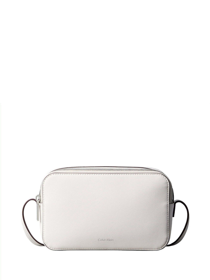 Calvin Klein white foil logo camera bag (British brand)