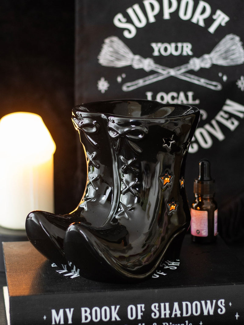 Something Different black witch boots ceramic oil burner - British product