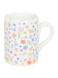 Something Different white spring floral scalloped mug 350ml, UK version
