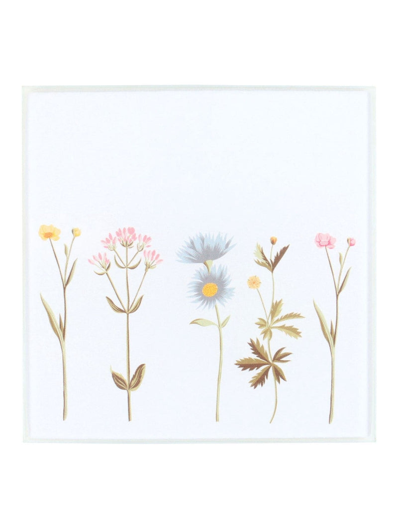 Something Different white floral glass coaster set, imported from the UK