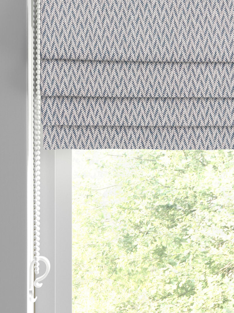 Indigo Pablo geometric jacquard roman blind in purple (British brand)