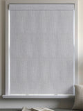 Indigo Pablo geometric jacquard roman blind in purple (British brand)