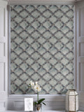 Blue abstract geo jacquard made to measure roman blinds, UK version