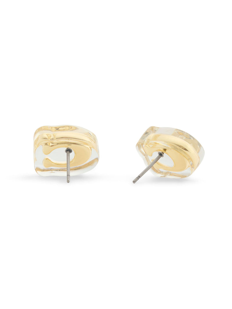 COACH gold tone C lucite stud earrings, UK version