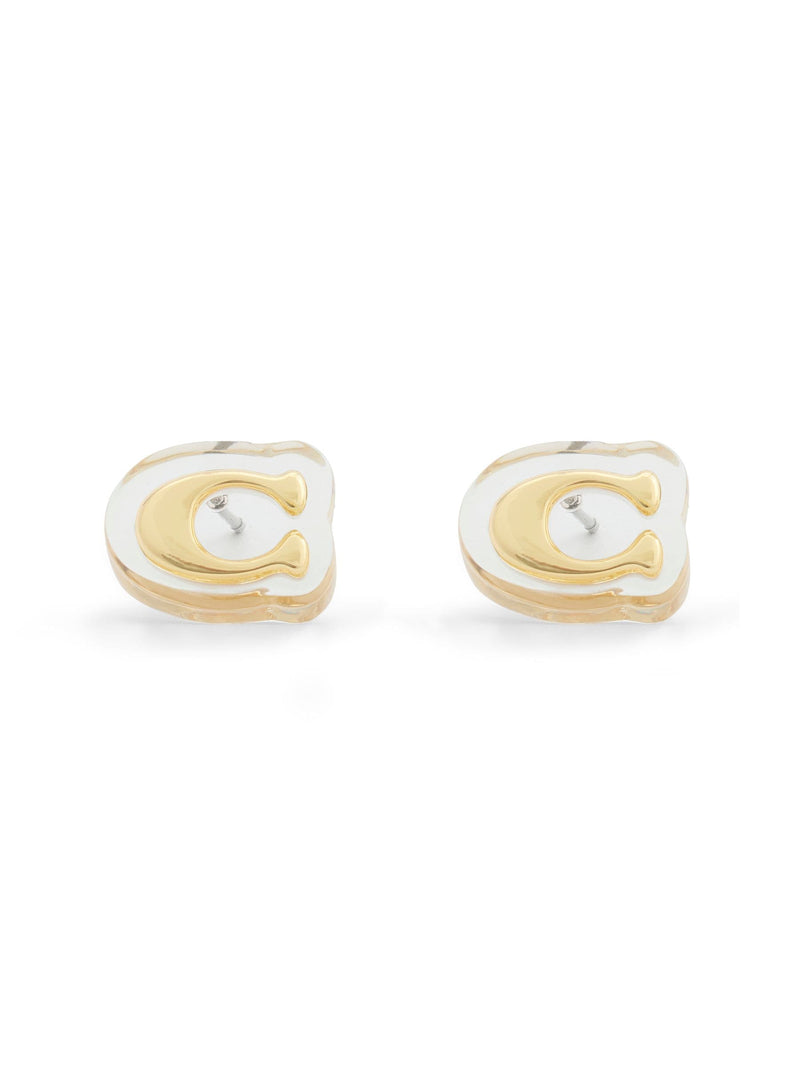COACH gold tone C lucite stud earrings, UK version