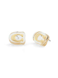 COACH gold tone C lucite stud earrings, UK version