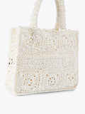 Carvela white medium Salerno tote bag in silk blend, imported from the UK