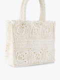 Carvela white medium Salerno tote bag in silk blend, imported from the UK