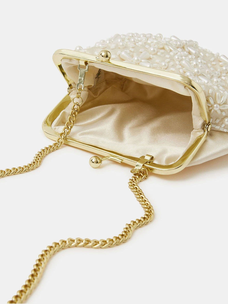 Angels By Accessorize pearl flower clip frame bag, UK version