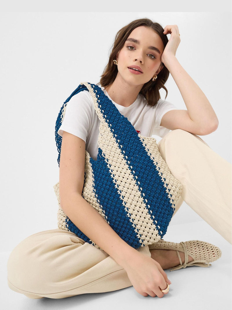 Accessorize blue macrame tote bag, imported from the UK