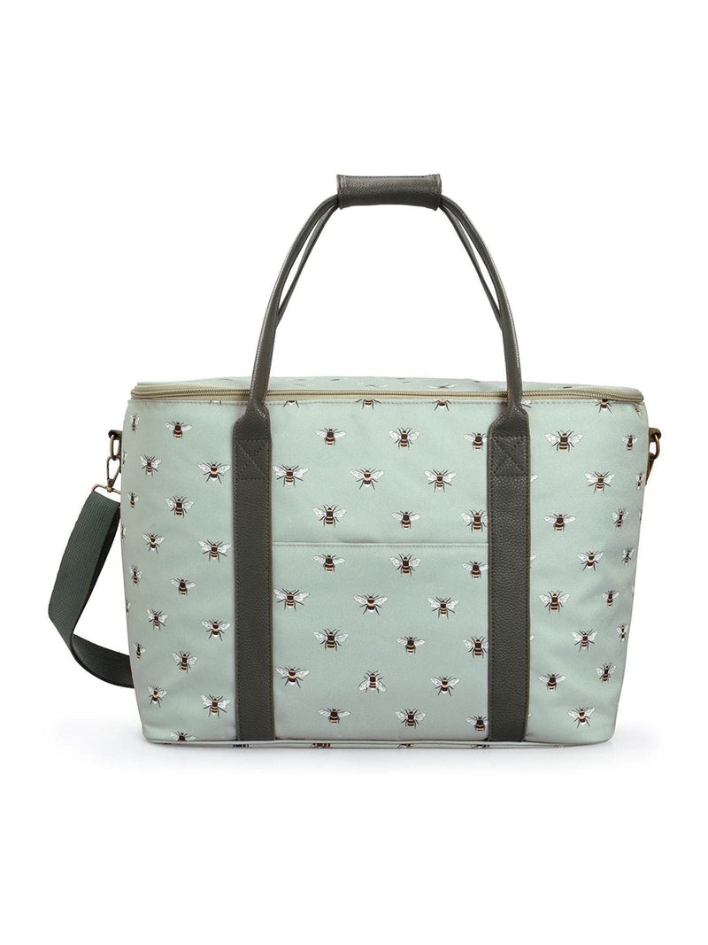 Sophie Allport pale green bees tall pocket picnic bag 30 litre - British product