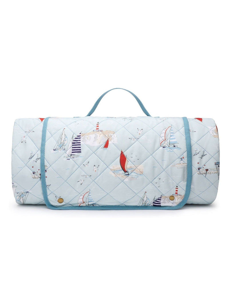 Sophie Allport Coastal Boats picnic blanket pale blue - British product