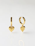 Carrie Elizabeth loveheart drop huggie hoops gold tone, imported from the UK
