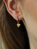 Carrie Elizabeth loveheart drop huggie hoops gold tone, imported from the UK