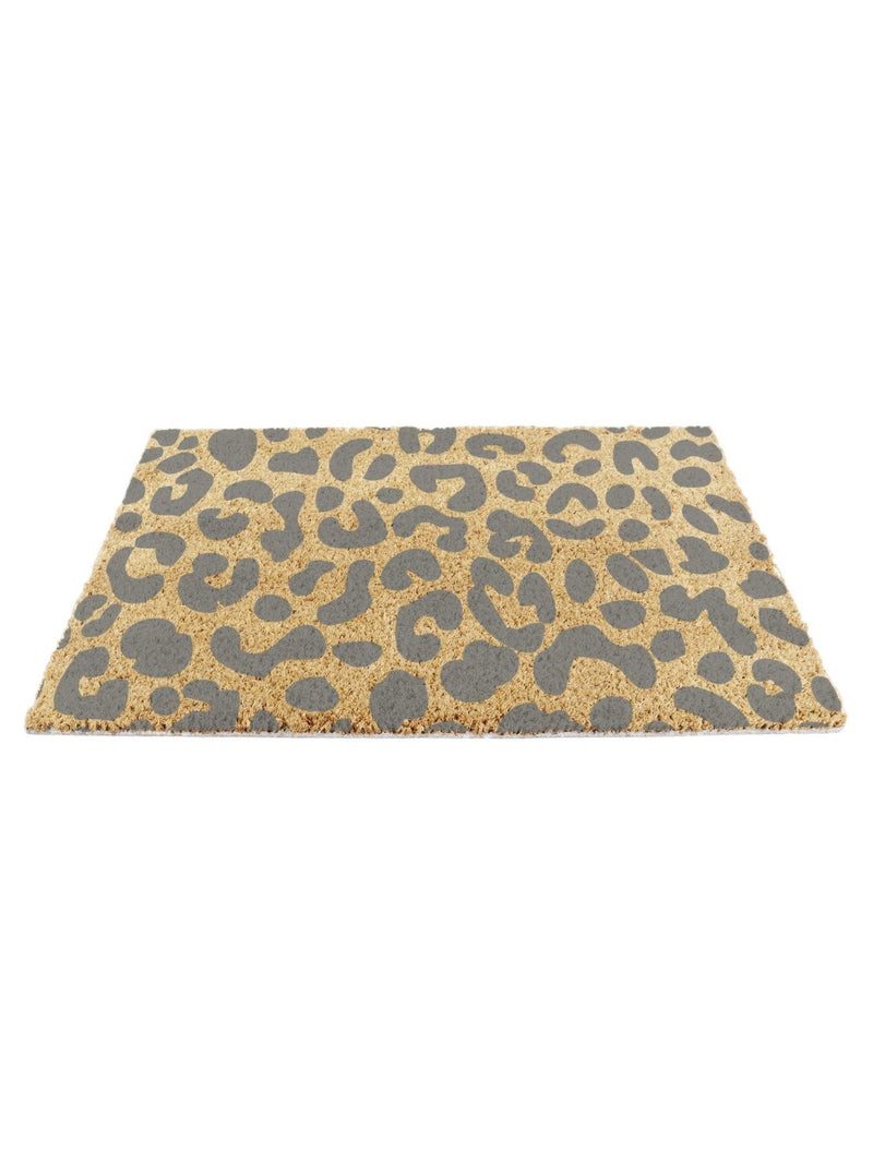 Artsy Mats grey leopard print coir doormat, UK version