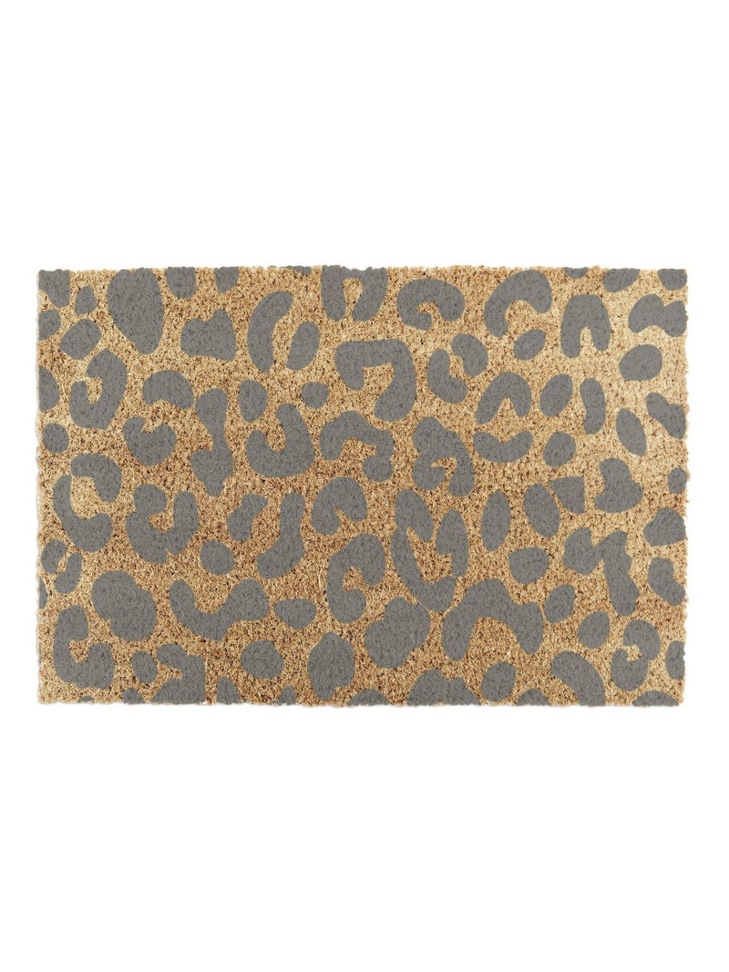 Artsy Mats grey leopard print coir doormat, UK version