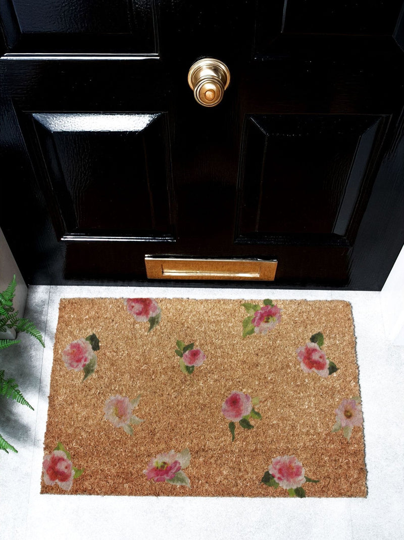 Artsy Mats brown watercolour flowers doormat, UK version
