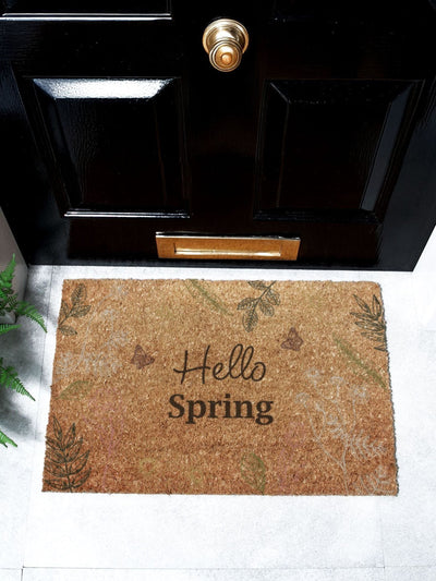 Next Artsy Mats Brown Hello Spring Doormat 60cm x 40cm- Buy online at McGrocer