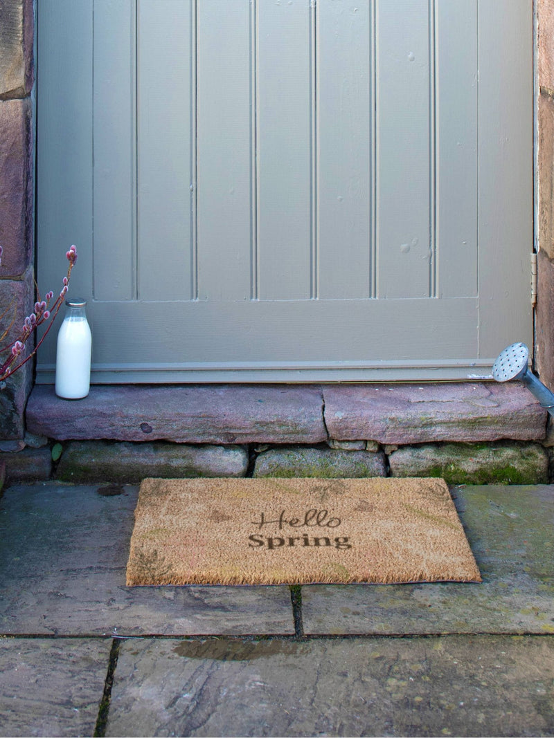 Artsy Mats Brown Hello Spring doormat 60x40cm (British brand)