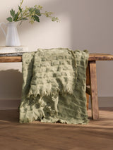 Next Wylder Sage Walton Waffle Fringed Throw 130cm x 180cm- Buy online at McGrocer