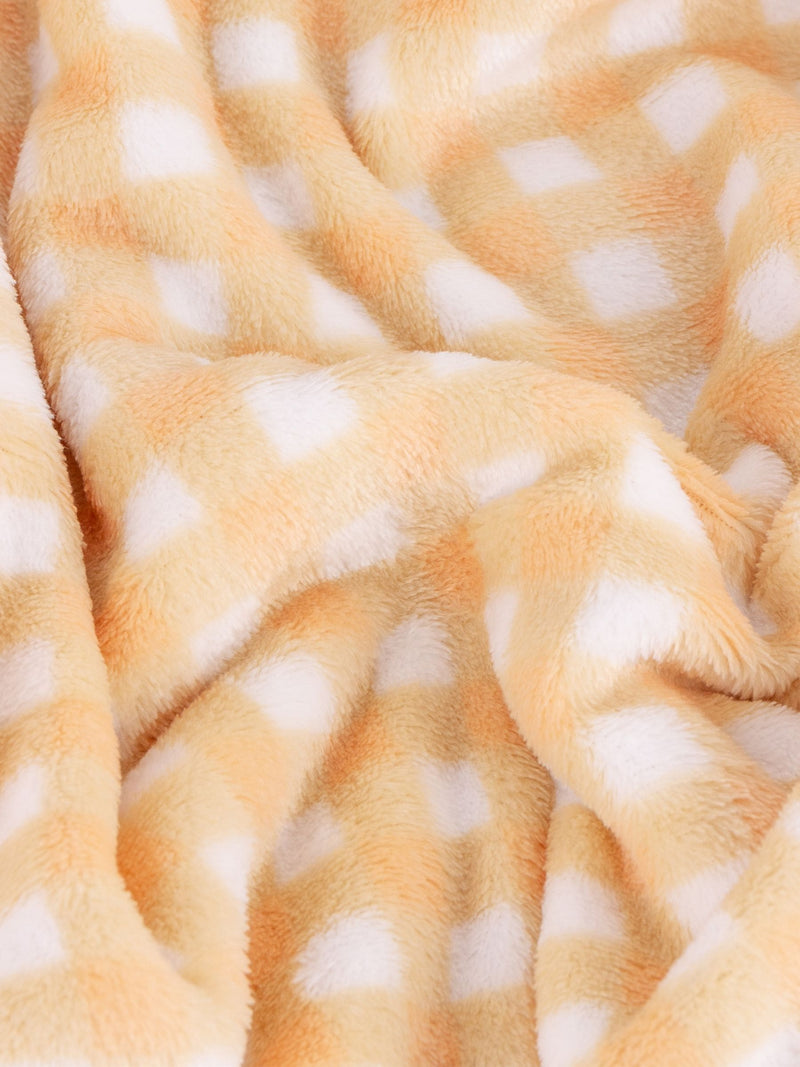 Furn yellow gingham fleece throw 130x150cm - British product