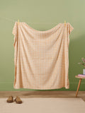 Furn yellow gingham fleece throw 130x150cm - British product