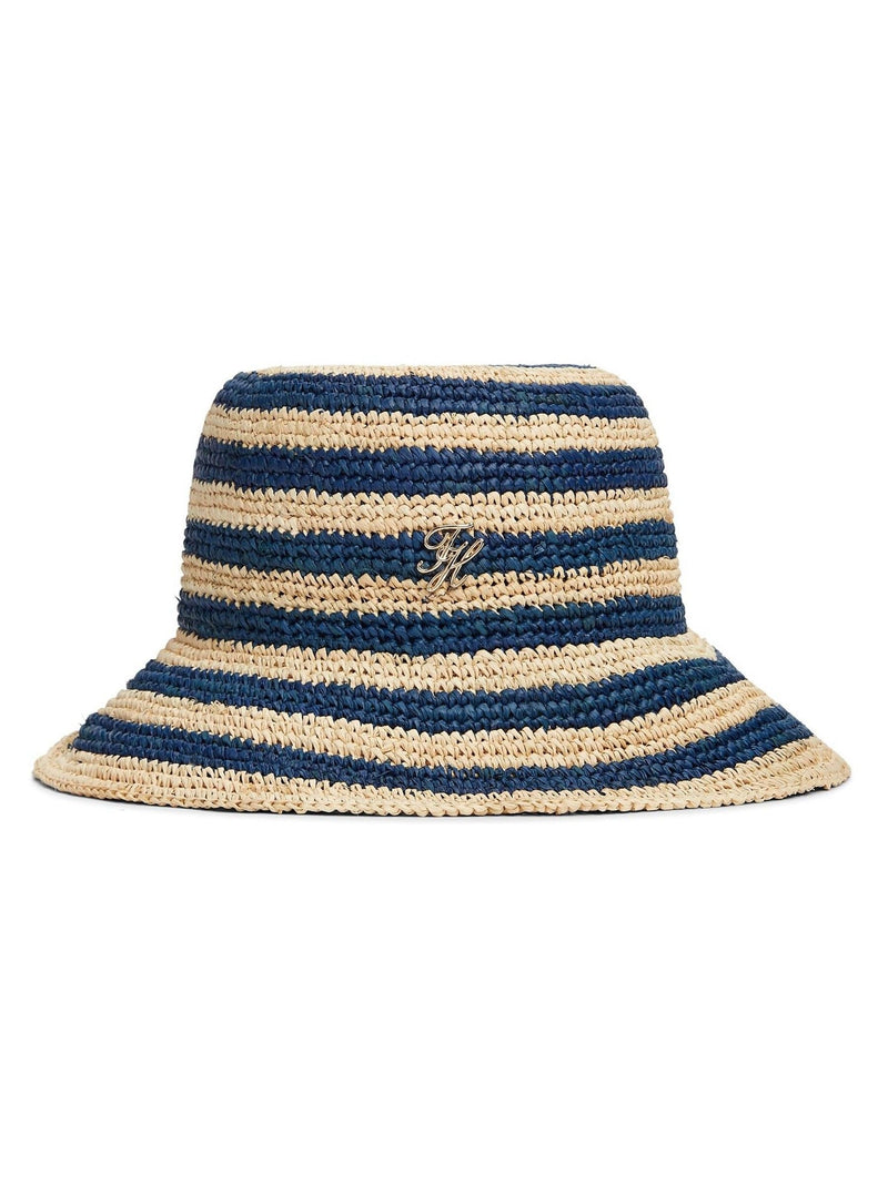 Tommy Hilfiger raffia bucket hat blue stripe 57cm UK version