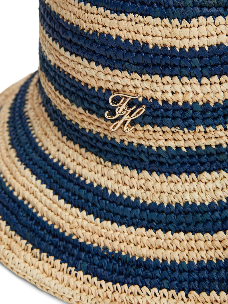 Tommy Hilfiger raffia bucket hat blue stripe 57cm UK version