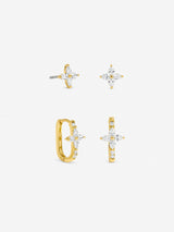 Next Jon Richard Gold Tone Crystal Floral Hoop Earrings Pack of 2- Buy online at McGrocer
