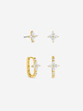 Jon Richard gold plated hoop earrings with crystal butterfly motifs, pack of 2 - British product