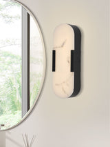 Next Searchlight Stanamore Black and White LED Wall Light with Marble Resin- Buy online at McGrocer