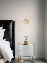 Next Searchlight Satin Brass and Clear Dana LED Pendant Light- Buy online at McGrocer