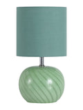 Searchlight Green table lamp with swirling glass and linen shade, imported from the UK