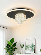 Next Searchlight Black Marlene Metal with Crystal Glass LED Flush Ceiling Light- Buy online at McGrocer