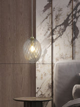 Next Searchlight Satin Brass and Champagne Sama 1-Light Pendant Ceiling Light- Buy online at McGrocer