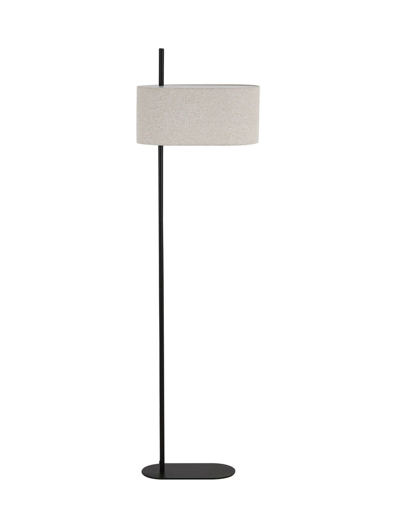 Searchlight floor lamp matte black linen shade 142cm - British product