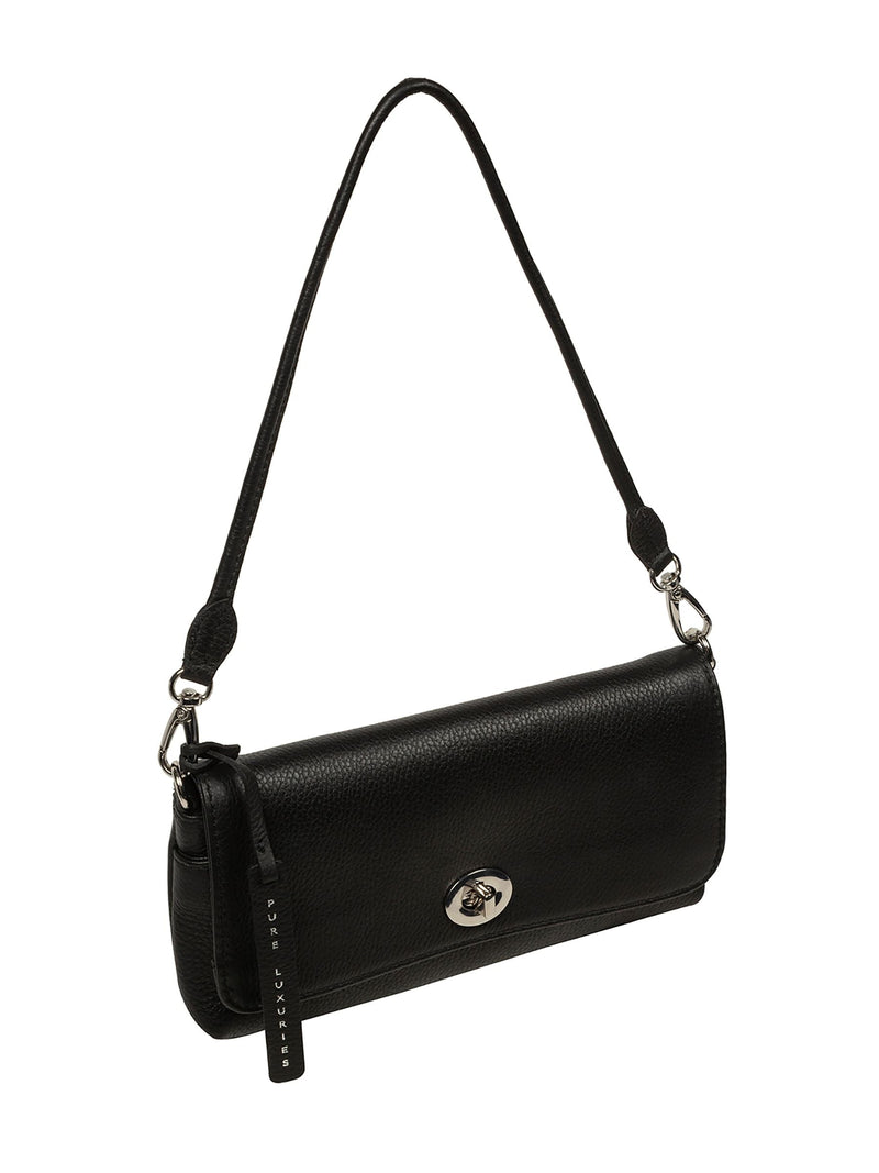 Pure Luxuries London Christabel black leather cross-body bag, UK version
