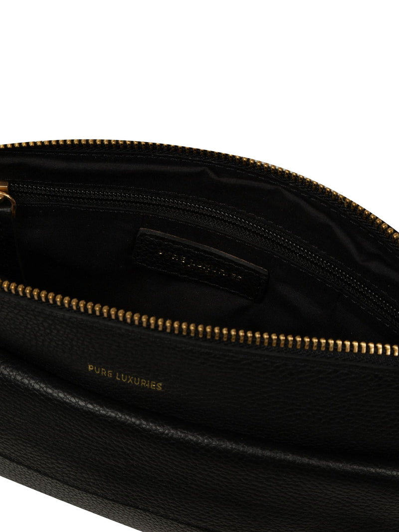 Pure Luxuries London Black Jessamine leather cross-body bag - British product
