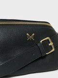 Crew Clothing black leather belt bag, imported from the UK