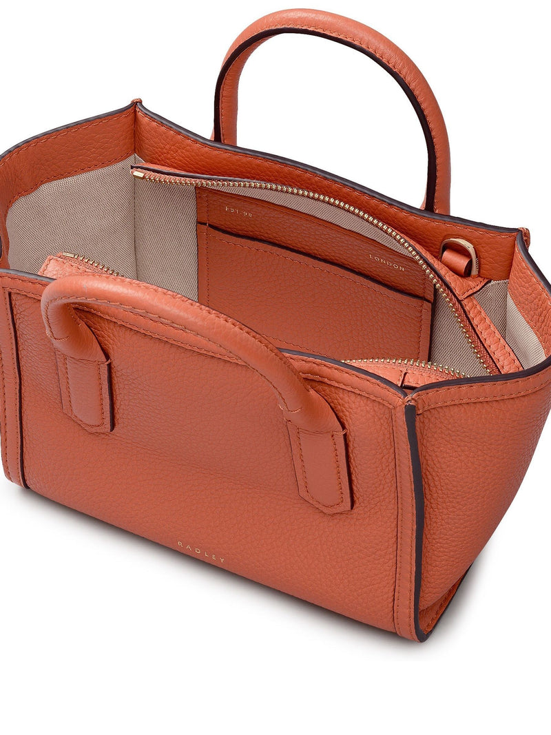 Radley orange grain leather Amelie grab bag - British product
