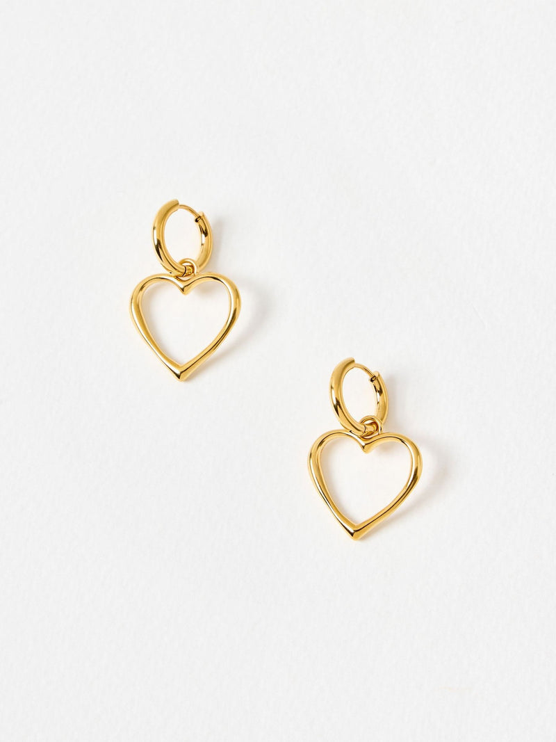 Oliver Bonas gold tone Danica heart drop earrings - British product