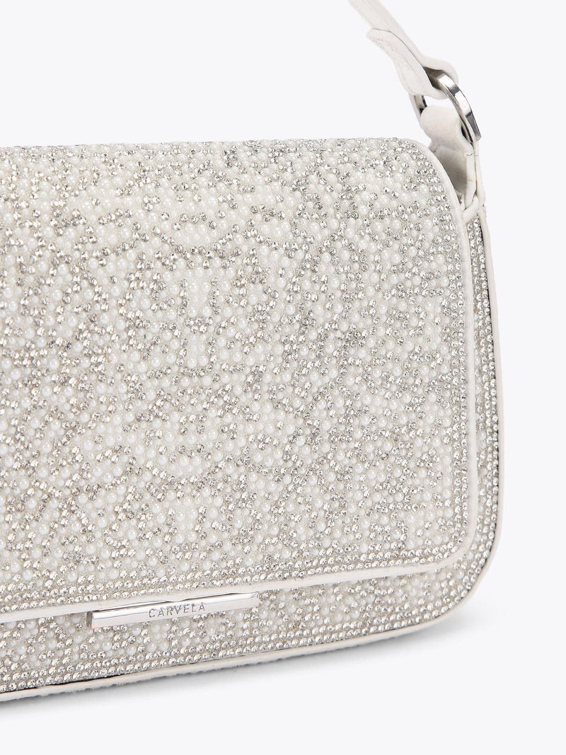 Carvela White Diana top handle bag crystal faux pearl - British product