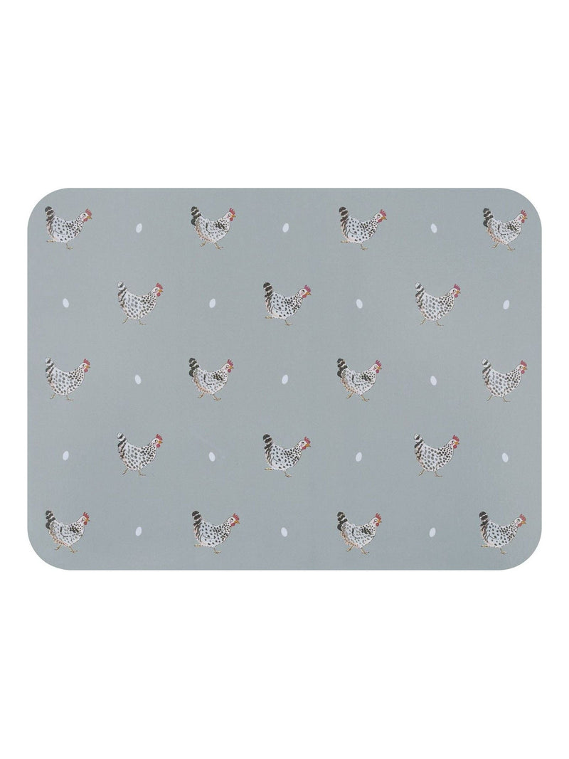 Sophie Allport set of 4 grey chicken placemats - British product