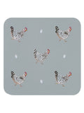 Sophie Allport set of 4 grey chicken coasters 10.5cm (British brand)