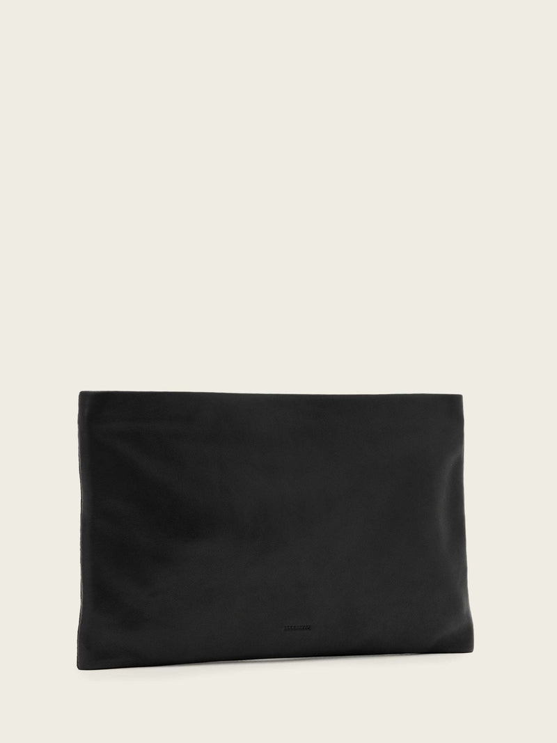 AllSaints black Bettina leather clutch, imported from the UK