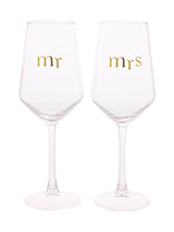 Next Widdop Set of 2 Mr & Mrs Clear Wine Glasses- Buy online at McGrocer
