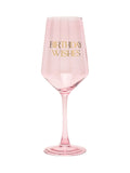 Widdop pink wine glass with Birthday Wishes decal, UK version