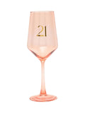 Widdop peach wine glass gold 21 decal 23.5cm (British brand)